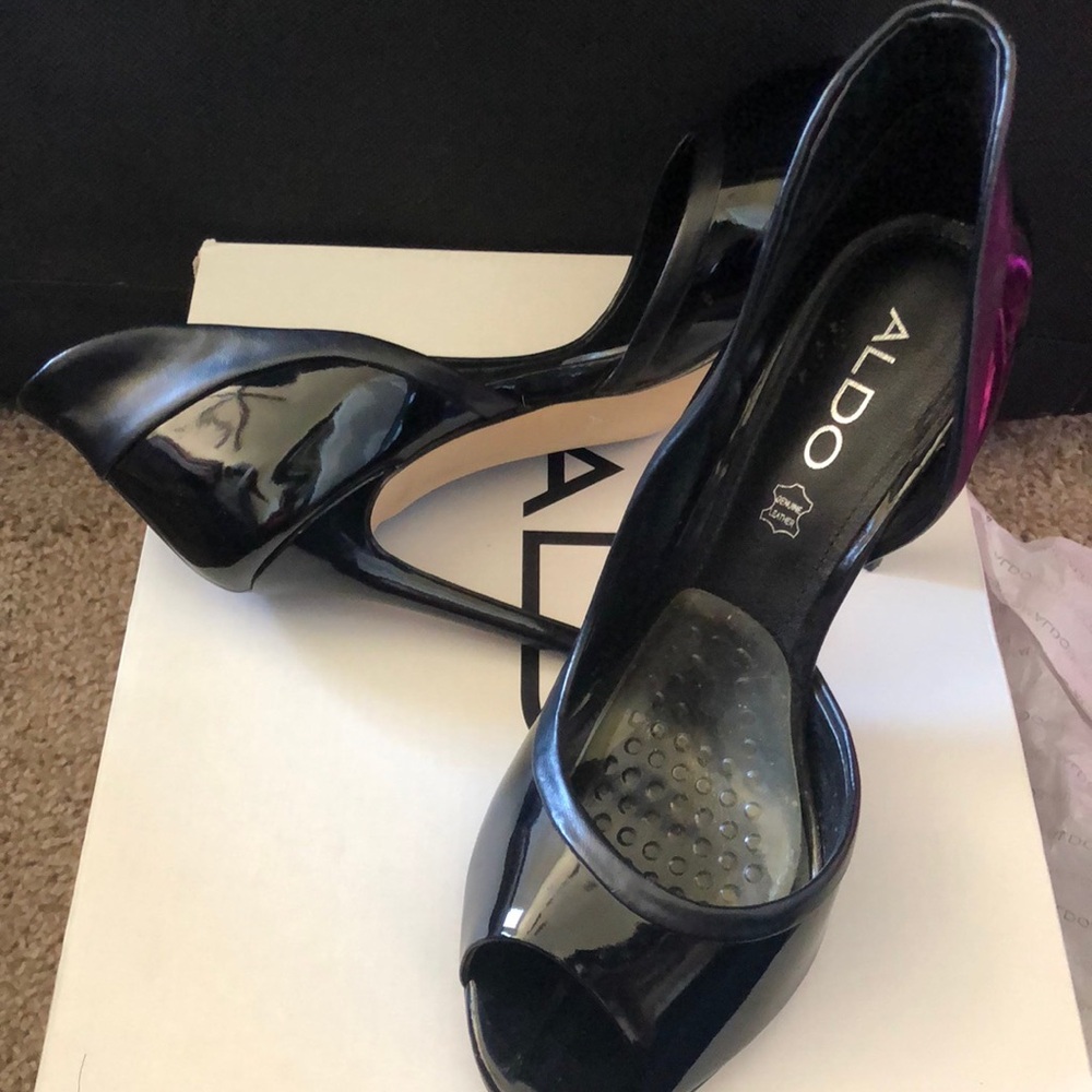 Aldo Black 8M Women’s Heels Leather Trim